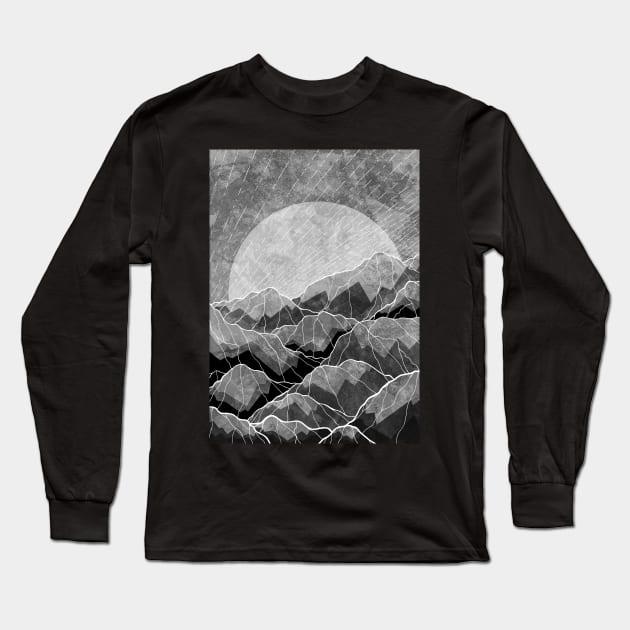 Mountains of silver and grey Long Sleeve T-Shirt by Swadeillustrations